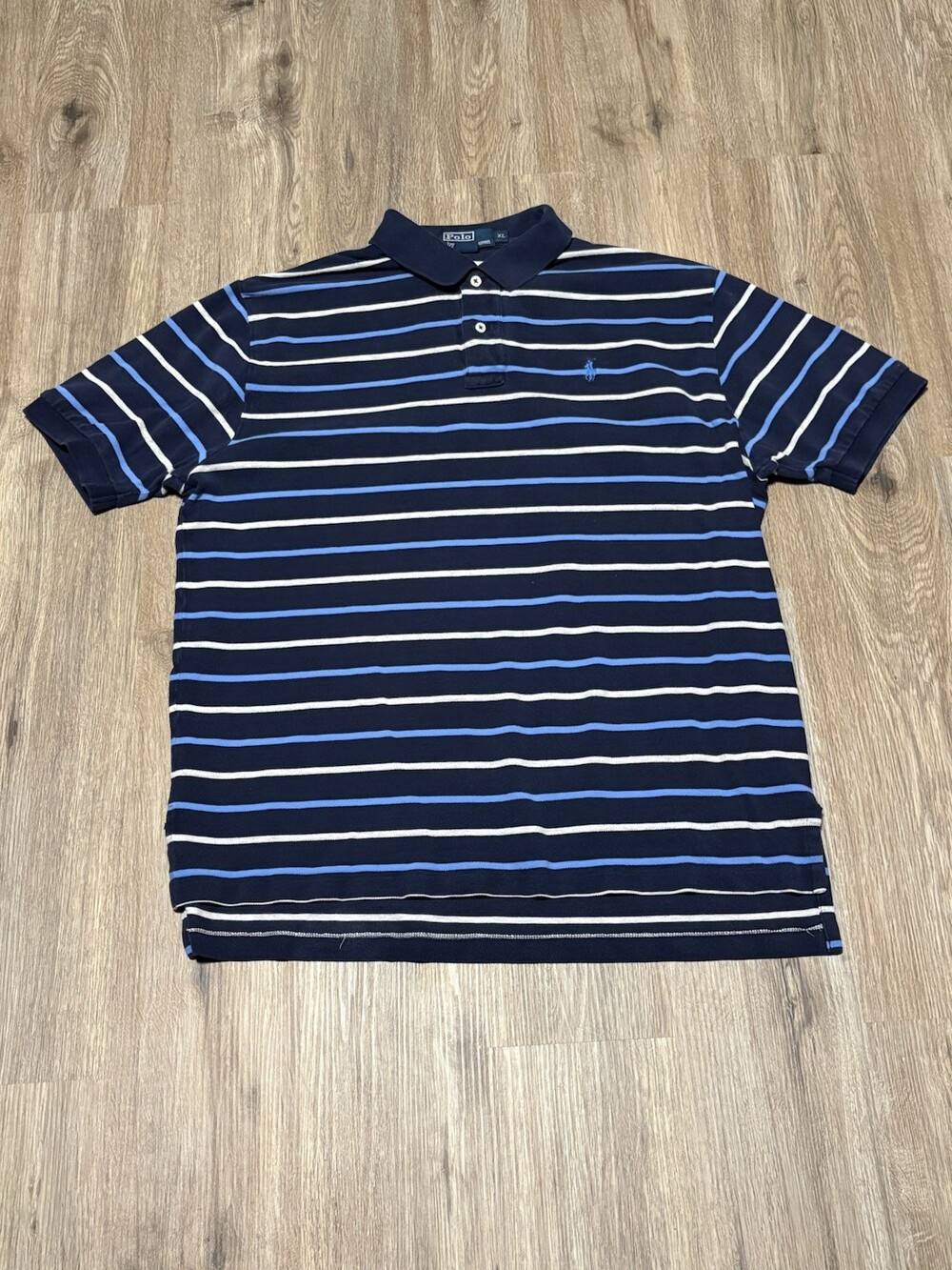 Polo Ralph Lauren Men's Striped Polo Shirt Blue/Navy Short Sleeve Button XL